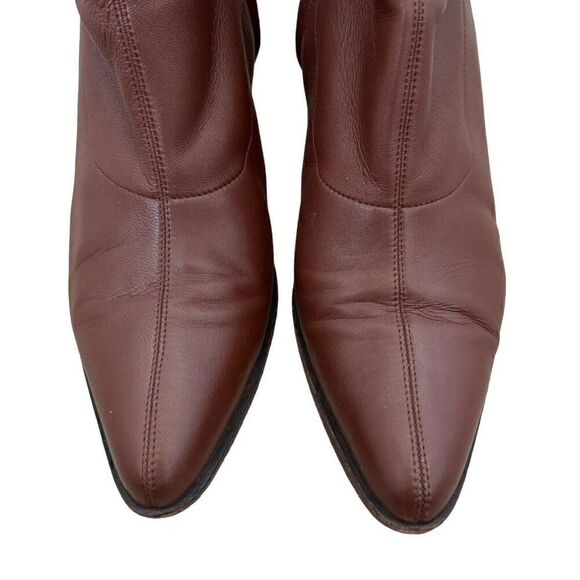 Vince Hayek Stretch Leather Booties Brown Pointed Toe Ankle Glove Boot Sz 41 - Picture 5 of 8